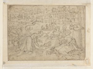 The Month of April (Figures in a Park near a Castle) by Pieter Coecke van Aelst